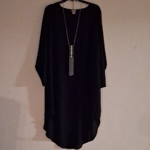 Chico's Black Tunic Top with Necklace